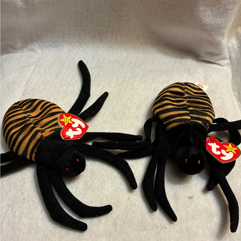 Ty Striped Black and Orange Spiders Plush